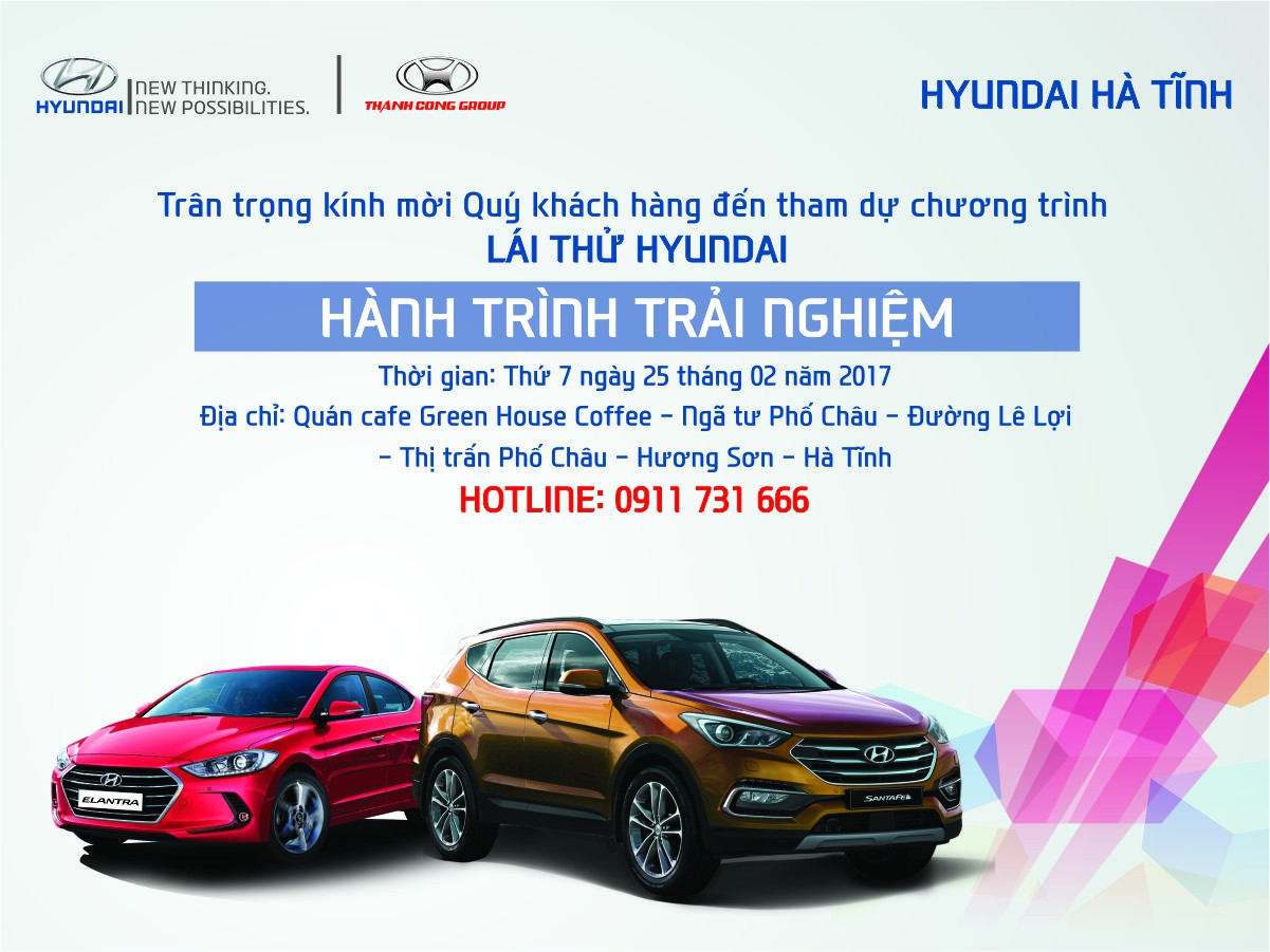 Hyundai Hà Tĩnh tổ chức lái thử và trải nghiệm xe Hyundai tại Hương Sơn và Đức Thọ