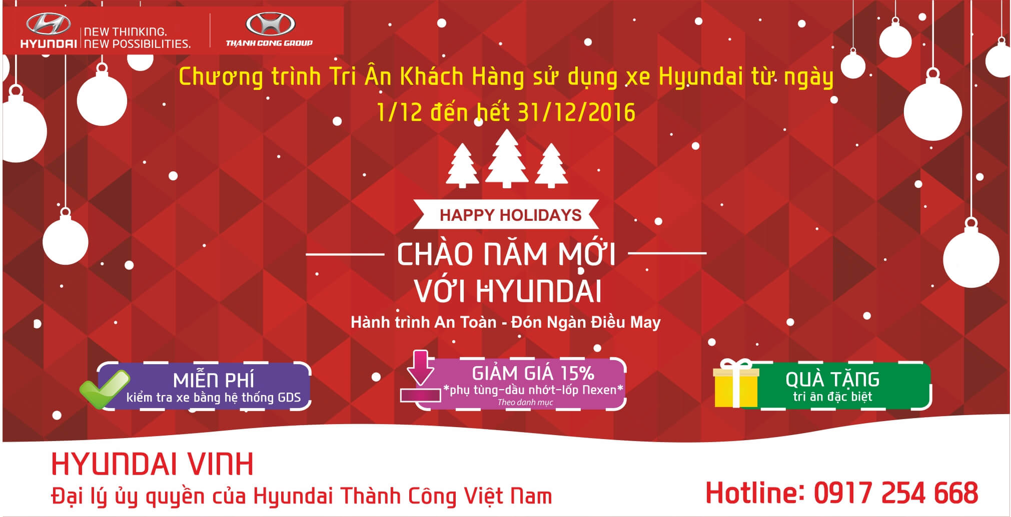 Hyundai Hà Tĩnh - Khuyễn mãi dịch vụ "Chào năm mới với Hyundai"